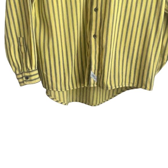 Levis Mens Shirt M Yellow Stripe Cotton Button Up Casual Office Western Rodeo - Picture 10 of 14